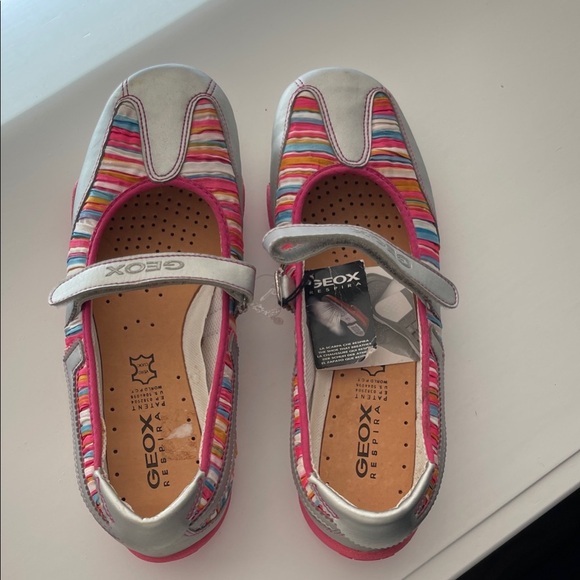 Geox Striped Silver and Pink Sneakers - Picture 1 of 10